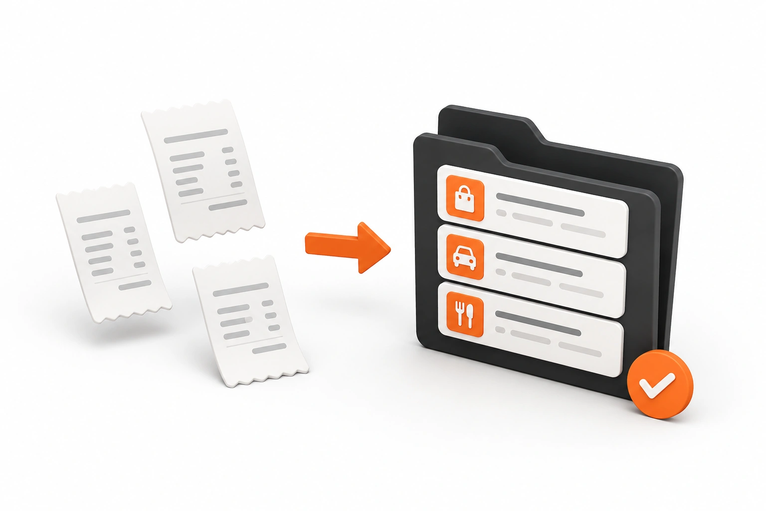 Bookkeeping receipt management and expense matching illustration