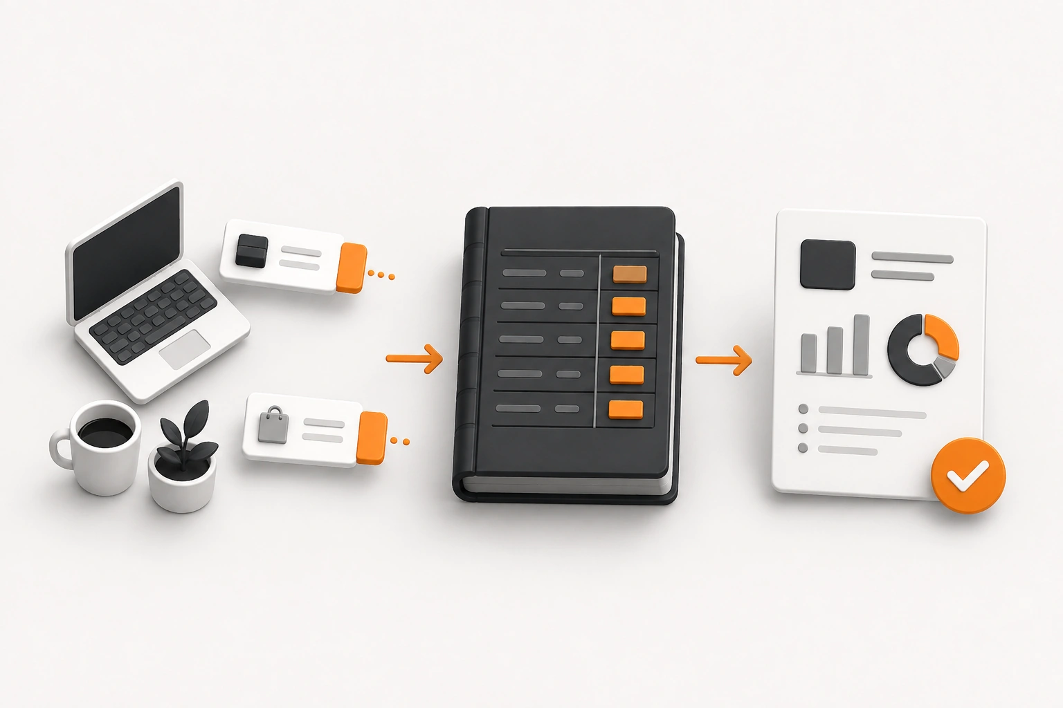 Freelancer and sole trader bookkeeping process illustration
