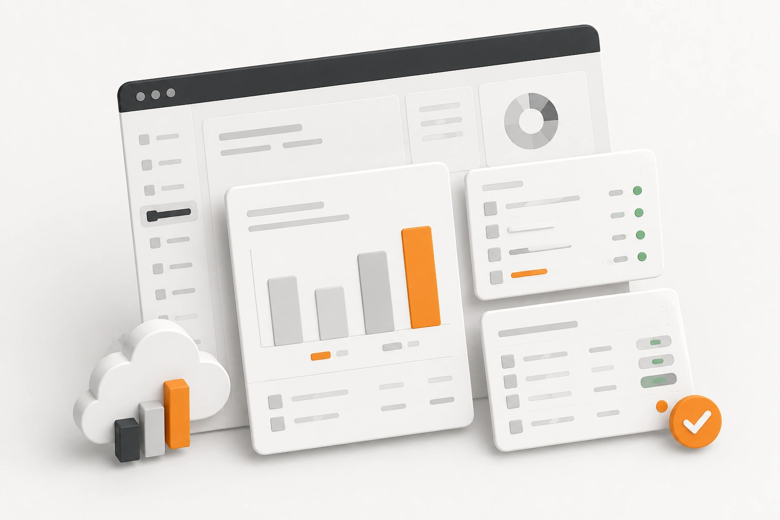 Cloud bookkeeping monthly report illustration