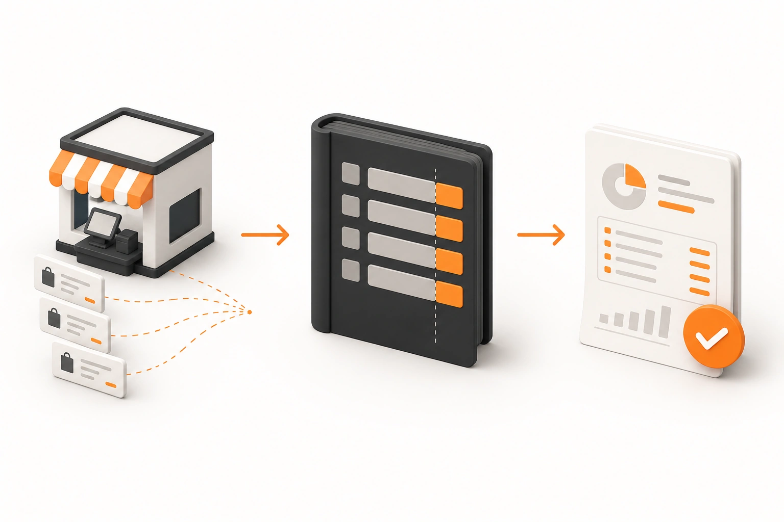 Sales tax bookkeeping process illustration